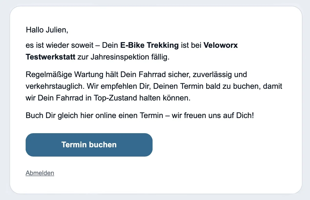 Automatische Erinnerung an die nächste Inspektion